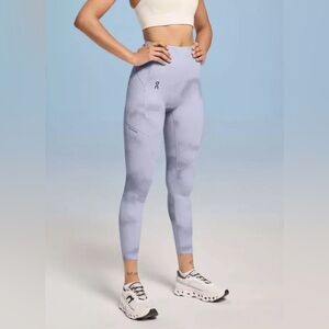 NWT On CLOUD Running Womens Movement Graphic Tights Nimbus/Feather Size XL